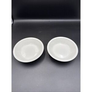 (2) pontesa ironstone spain Cereal Bowl White Leaf Pattern 6 3/8"